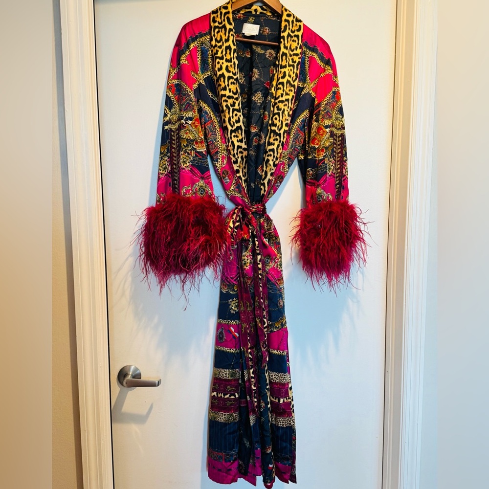 Camilla Robe with Feathers